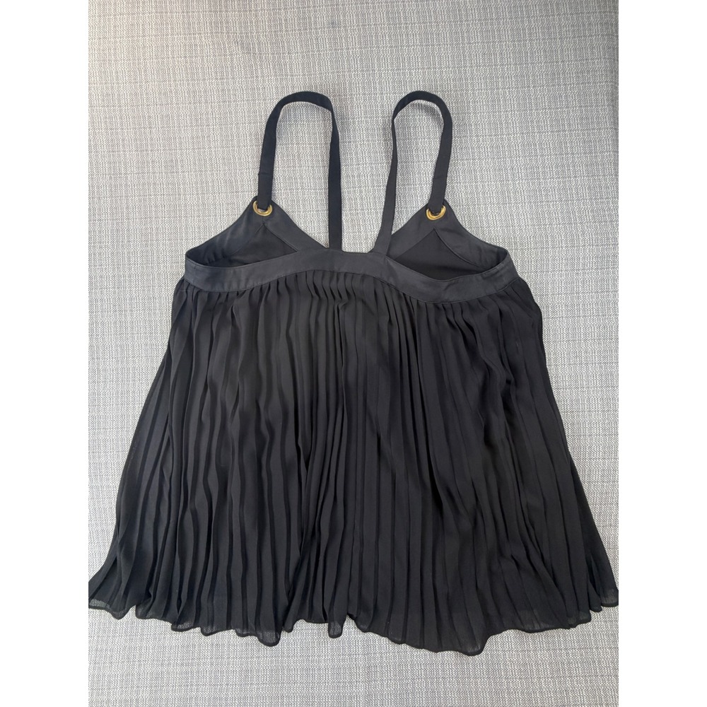 Michael Kors Womens Medium Black Pleated Gold Grommet Sleeveless Blouse Top - Picture 10 of 11